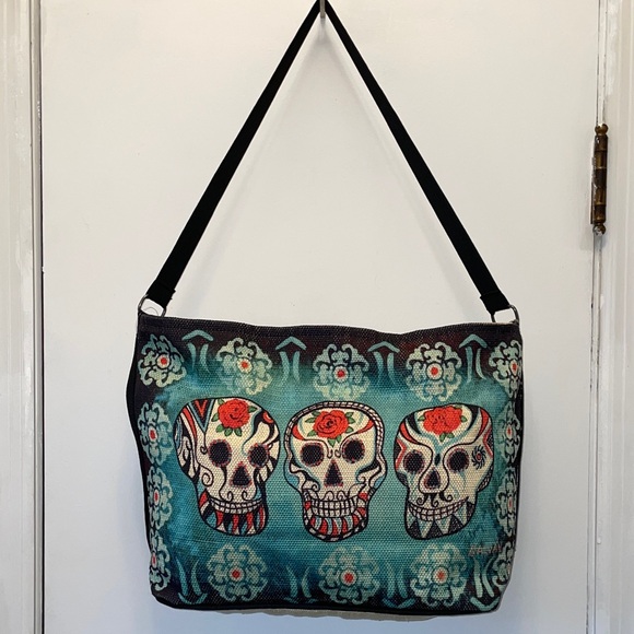 Handbags - Dia de los Muertos Print Canvas Shoulder Bag